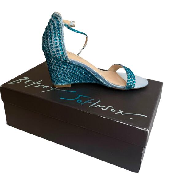 NEW Betsey Johnson SB Debie Blue Rhinestone PUMP SANDAL Womens 7 SHOES Bling NIB - Picture 12 of 14
